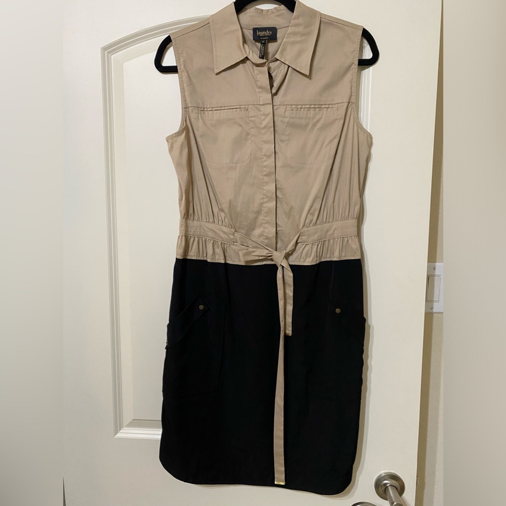 Laundry by Shelli Segal tan & black dress